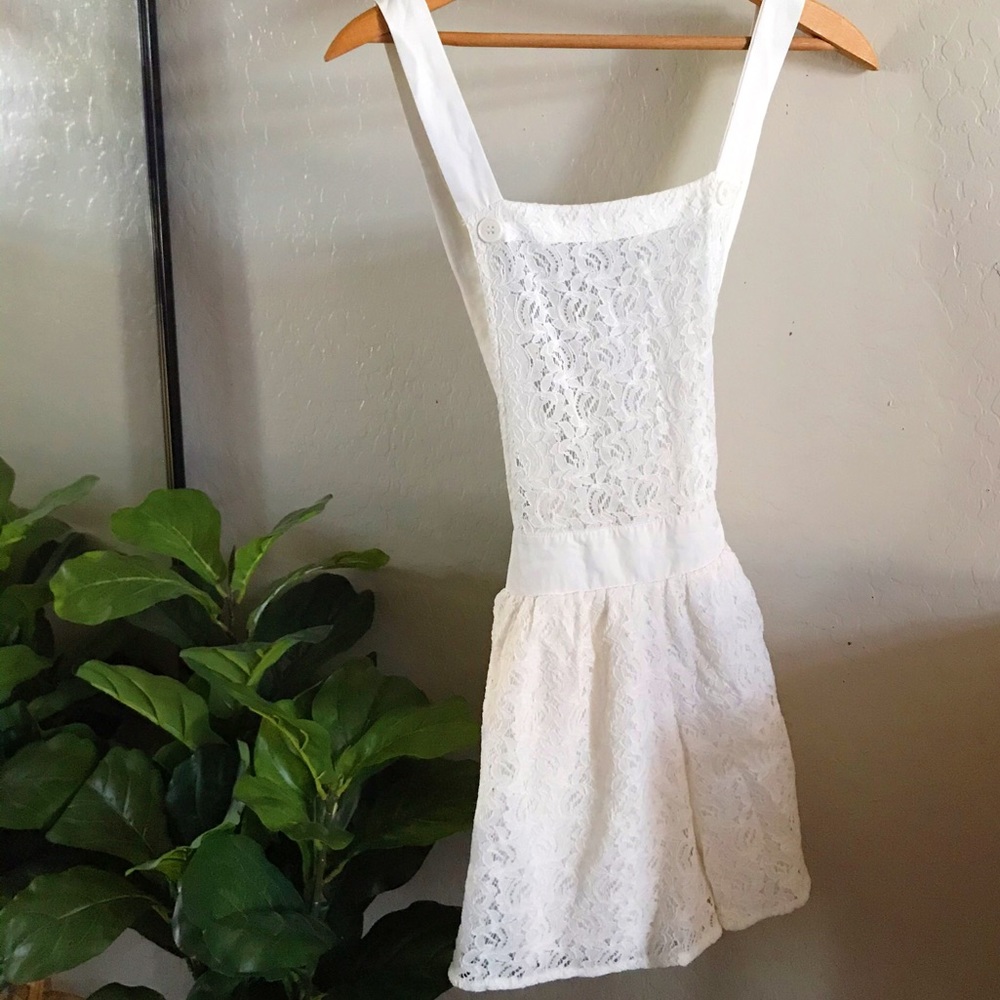 Cream Lace Cross Back Romper